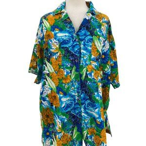 Vintage Forelli Classics Men's Multicolor Retro Floral Button Down Shirt 18/20